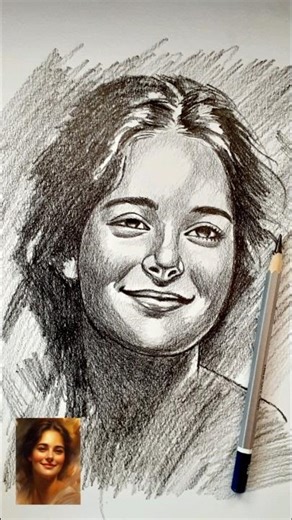 Draw the girl portrait in graphite pencil / pencil art #shorts