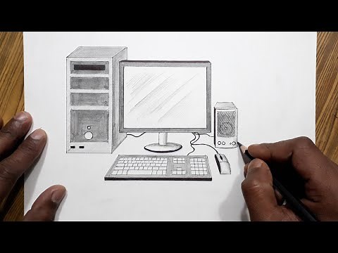 Easy way to draw desktop computer for beginners