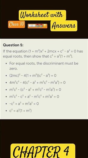 Quadratic equation Worksheet |Class 10 |Mathematics||Chapter 4 |Fully solved worksheet |#ncertmaths