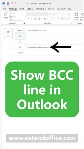 Show Bcc Line in Outlook