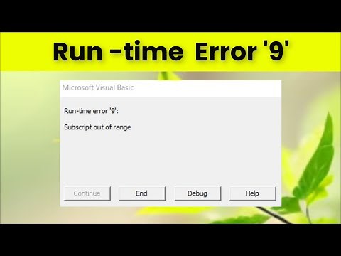 Microsoft Visual Basic - Run Time Error 9 - Subscript Out of Range - Excel VBA