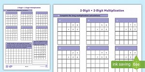 2 Digit x 2 Digit Multiplication Practice Activity Sheet