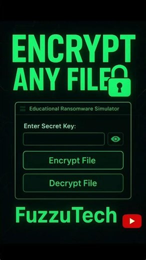 Encrypt & Decrypt ANY file in seconds! ⚡ AES Encryption Demo | Safe GUI App 🔒 #FuzzuTech #Python