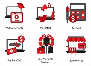 Premium Vector | A set of 6 business icons as video tutorials marketing account