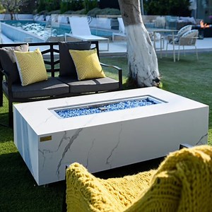 [Hot Item] Modern Rectangular steel Fire Pit Table Outdoor Propane Large Gas Fire Table