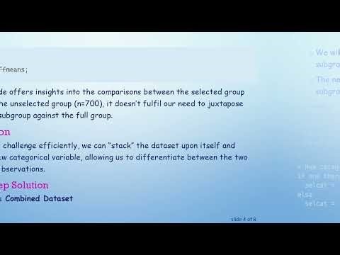 Understanding How to Compare a Subgroup with an Entire Group in SAS