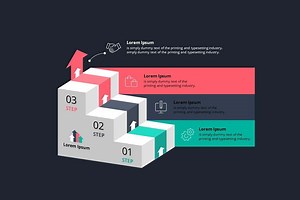 How To Create 3D Stairs In PowerPoint | 3 Step Business Process - Slide Design