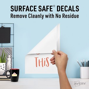 Surface Safe® decals & signs. DIY printable blank sheets work with laser & inkjet printers. Preprinted decal signs available. | Avery