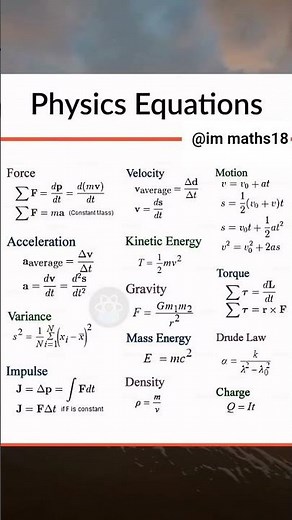 physics formula part 7 #maths #physics #equation