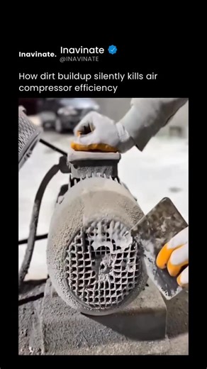 Inavinate on Instagram: "Maintaining air compressor performance depends heavily on proper, routine cleaning — something often overlooked until efficiency drops or failures occur. This video highlights why regular maintenance is essential across construction, automotive, and industrial manufacturing environments, where compressors operate for long hours and constantly pull in contaminated air. Dust buildup may seem minor, but over time it restricts airflow, increases strain on components, raises 