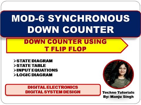 Design Mod-6 down counter | Mod 6 Synchronous Down counter using T flip flop