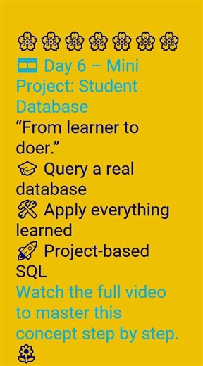 🎞️ Day 6 – Mini‑Project: Query a Student Database#Shorts