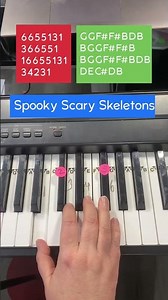 Spooy Scary Skeletons Piano Easy Tutorial with letters and numbers 💀 #Piano #PianoTutorial