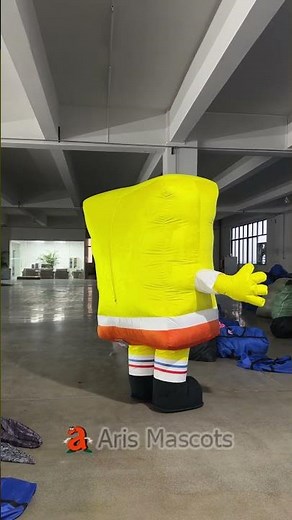Adult Inflatable Spongebob Costume Cartoon Character Blow up Suit for Birthday Entertainments