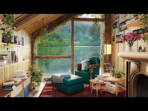 Spring Morning in Coffee Shop Ambience with Relaxing Guitar Music, Fall Nature Sound for Sleep, Work