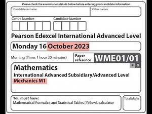 Edexcel IAL Maths - Mechanics M1 - October 2023