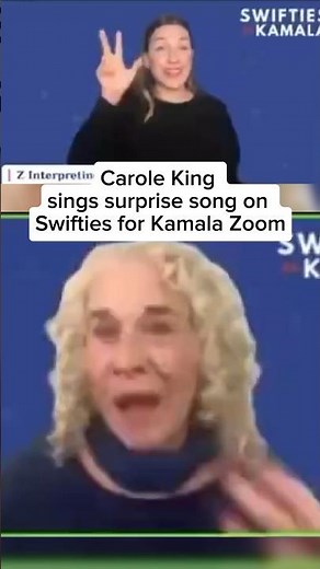 Carole King sings surprise song on Swifties for Kamala Zoom