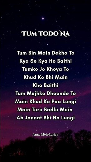 TUM BIN MAIN DEKHO TO LYRICS 🎶🤍 #hindilyrics #song #songlyrics #lyricalshorts
