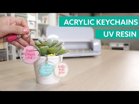 Cricut- DIY Acrylic Keychains with Adhesive Vinyl + UV Resin