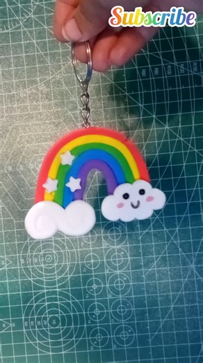 Rainbow Clay Keychain Making | Cute DIY Rainbow Keychain Tutorial | Viral Clay Art#shorts #keychain