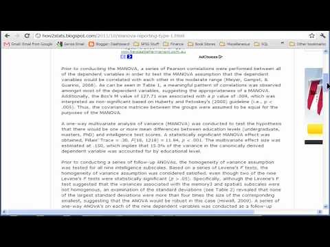 MANOVA - Reporting (part 1)