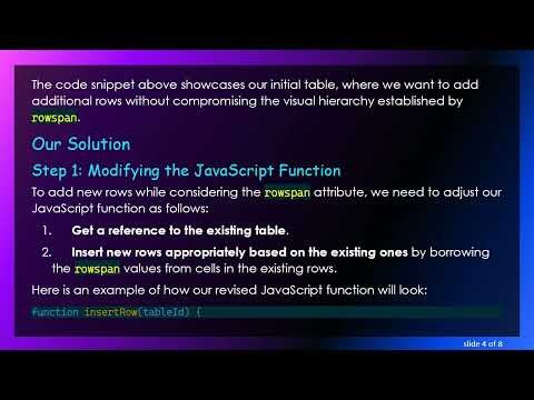 How to Use the rowspan Attribute in Dynamically Created Table Cells