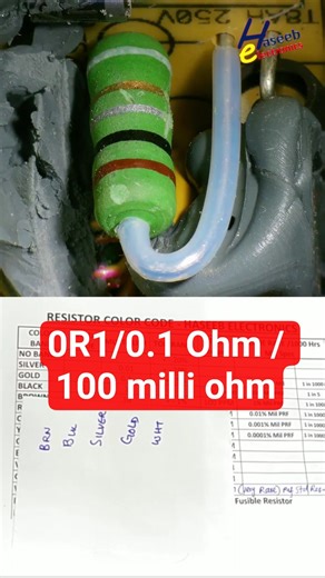 0.1 Ohm | 0R1 | 100 milli ohm Precision Resistor Color Code Explained #shorts