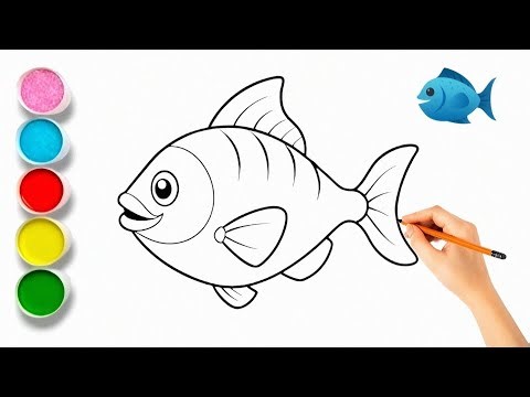 Cute Rainbow Fish Drawing, Painting & Coloring For Kids and Toddlers_ Kids Art
