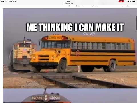 School bus getting hit by a train meme