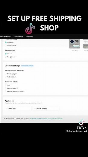 TikTok Shop Tutorial | Set Up Free Shipping In Under 30 Seconds #howtotiktok #tiktokshop