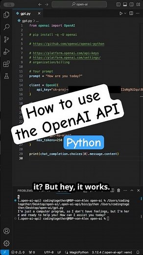How to use the OpenAI API in Python? #coding #python #openai #ai