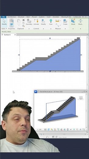 How to Attach a Wall to the Underside of Stairs in #revit
