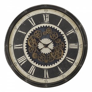 Clocks - 30" Round - Gear Mechanism - Large Oversized - Wall Clock - Brown