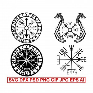 Viking Compass Vegvisir Symbol Nordic SVG Psd DFX Gif EPS Jpg Png Ai Cricut Vinyl Print Iron on Transfer Laser Decal Sticker Image Graphics - Etsy