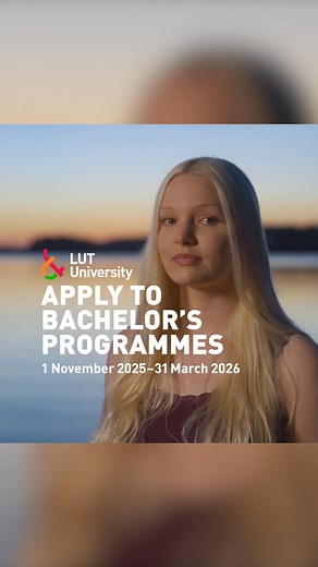 7.2K views · 16 reactions | Start building a sustainable future – get a bachelor’s degree in technology or business in Finland.  Apply to bachelor's programmes through rolling admission 1 November 2025–31 March 2026. | LUT University | Facebook