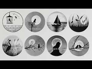 Easy 8 Circle Scenery Drawings Idea For Beginners | Step-BY-Step Drawings Tutorial