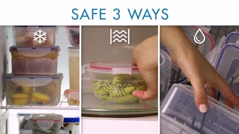 LocknLock Easy Essentials Food Storage lids/Airtight containers/Stackable, BPA Free, 6 Piece, Clear