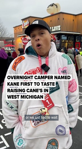 217K views · 675 reactions | : https://l.mlive.com/nzq19p Raising Cane’s opened its first location in West Michigan at 10 a.m. in Kentwood. Kane Palmer, along with partner Vilmos Ambrus, were first in line. The pair slept on an air mattress in a tent outside the store. “Kane’s got to be the first person at Cane’s,” he said. | MLive.com | Facebook