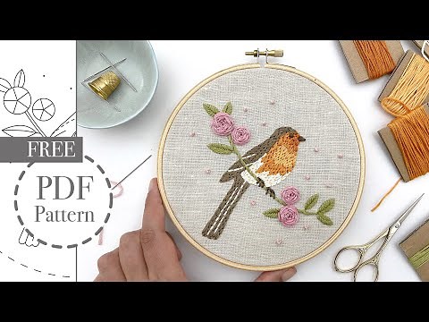 How to embroider a Bird - free hand embroidery pattern for beginners