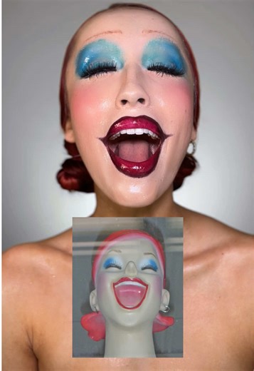 why are mannequins so creepy?🧍‍♀️ @Pat McGrath Labs glass skin technique #mannequin #mannequinmakeup #uncanny #creativemakeup