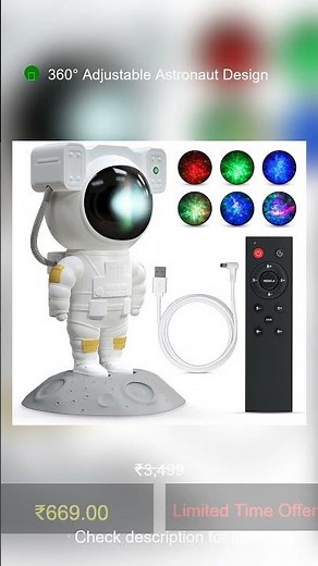 One94Store Astronaut Galaxy Projector Night Light – 360° Rotating Nebula Star Projector with Re