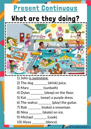 Present Continuous online exercise for Kids