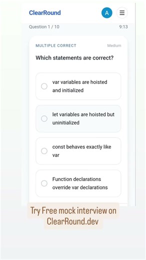 Try free mock interview on ClearRound.dev #coding #react #javascript