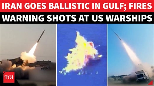#Iran’s Revolutionary Guard has launched massive live-fire naval war games across the #PersianGulf, sending a direct warning to U.S. warships just months after a deadly 12-day conflict with #Israel. The two-day drills featured ballistic and cruise missile launches, drone strikes, artificial intelligence-powered target tracking, and full-scale air defence operations under electronic warfare conditions. Watch | The Times of India