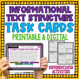 Informational Text Structures Task Cards | Text Structure Printables