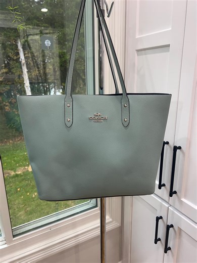 Coach Town Tote F72673 | Light Blue Polished Pebble Leather Shoulder Bag | Silver Hardware | Large Work Tote | Authentic Coach Purse - Etsy Canada