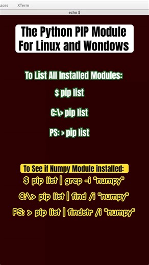 Python PIP Module on Linux vs Windows (DOS Cmd vs PowerShell Terminal)