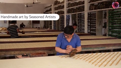 Handcrafted Rectangle Cushion Cover Flower Pattern Dark Blue or Green Soft Linen Fabric, 14X36 Inches Block Printed Pillowcase for Fall Farmhouse Room, Couch Throw Décor, Dining, Bed, Rishi