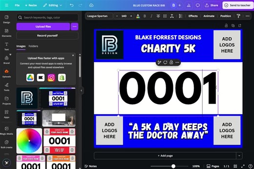 PRINTABLE Race Bib Template CUSTOM Editable(canva Link) - Etsy