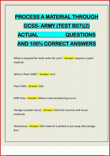 Process A Material Through Gcss Army Test B072 Actual Questi video